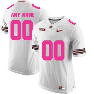 Mens Ohio State Buckeyes White Customized 2018 Breast Cancer Awareness College Football Jersey